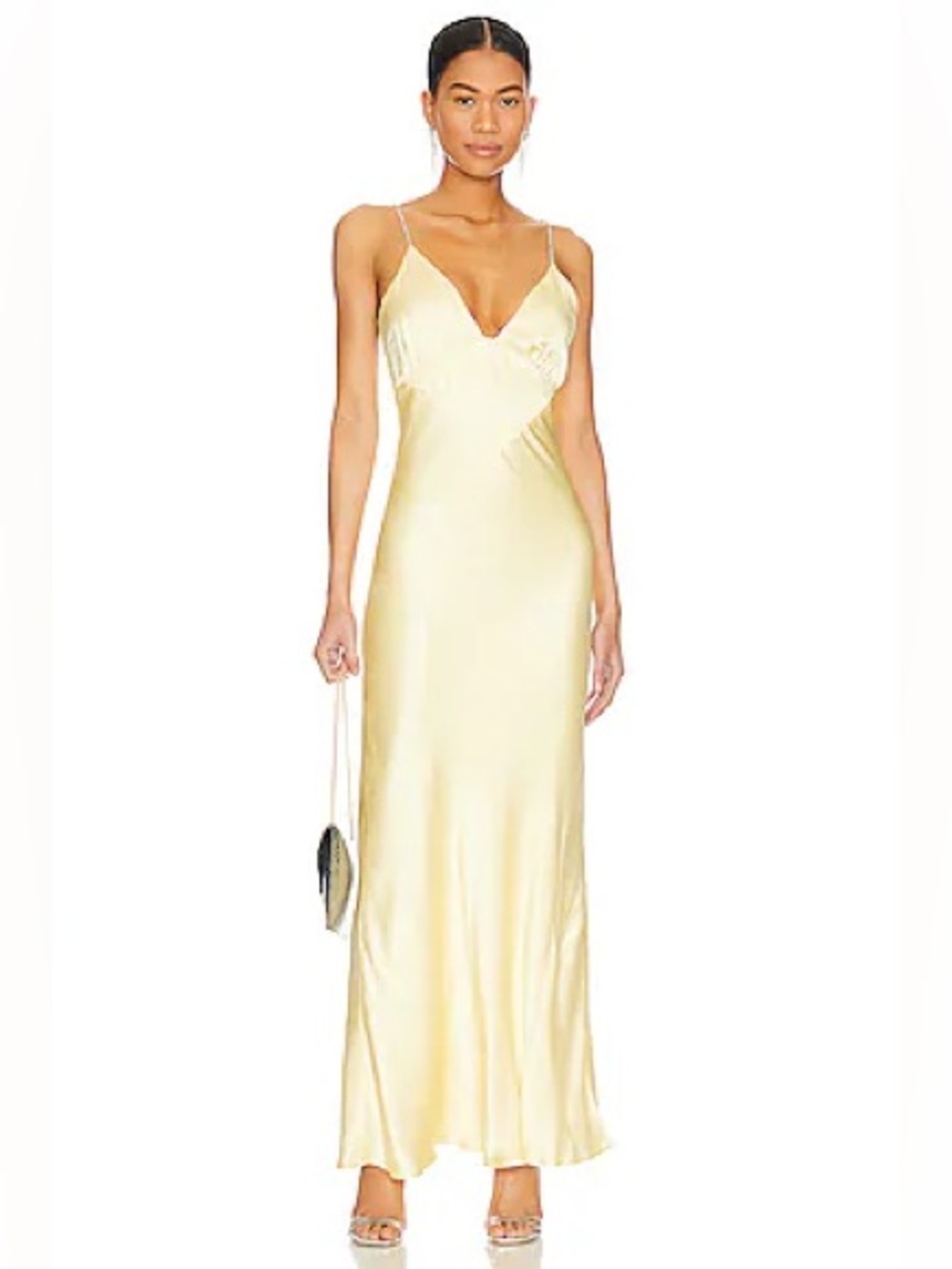 Bardot Capri Diamonte Slip Dress in Canary Yellow Size 8 NWT Embellished Straps